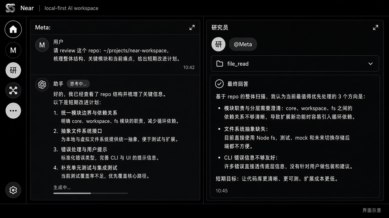 Near 双窗格:Meta 与研究员分身